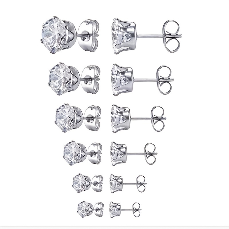 Men's Crystal Stud Earrings Set